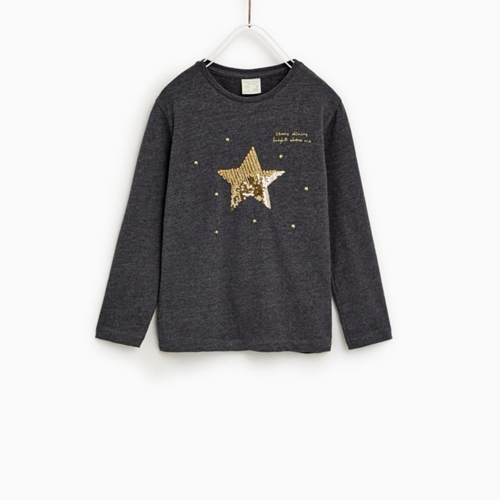 Zara gray Kids Starry Night long sleeve Shirt 8